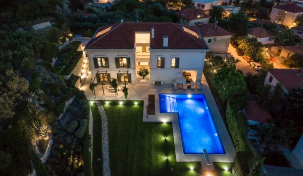Luxury Villa Split with pool and gym - aerial view