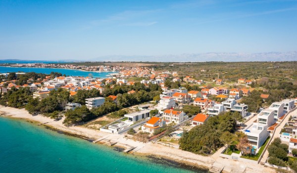 Aerial view on the property of Villa Idria Sea and View with the neighbourhood
