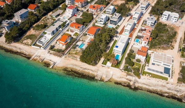 Aerial view with the position of the Luxury Villa Idria Sea and View Petrcane