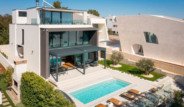 Side of the property of Luxury Villa Idria Sea and View with private heated hydro massage pool