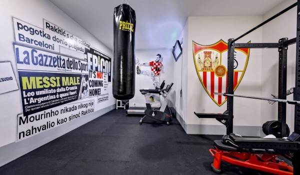 A view of the exercise equipment of the private family holiday villa Raquel on the island of Šolta in Nečujam by the sandy beach