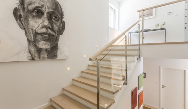 Inside staircase of a luxury seafront villa for romantic vacation on Korcula island