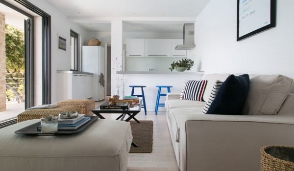 Comfortable sofa in a living room of a luxury vacation villa Korcula Beach Retreat with private pool and parking