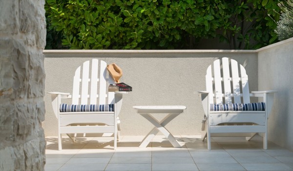 Outdoor seating area  on the terrace of a luxury vacation villa Korcula Beach Retreat