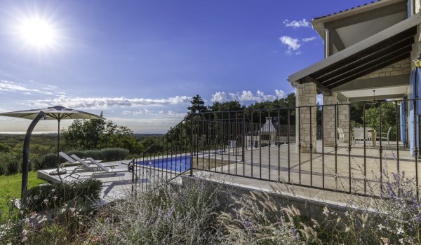 Lavender in the garden of  luxury family villa Stella Istriana Višnjan with pool, jacuzzi and sauna.