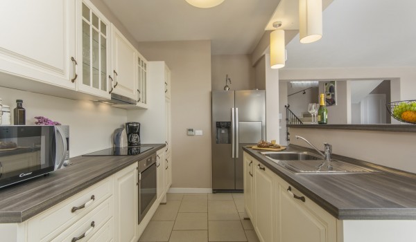 Fully-equipped kitchen in luxury pet-frinedly villa Stella Istriana Višnjan for vacation and rent.