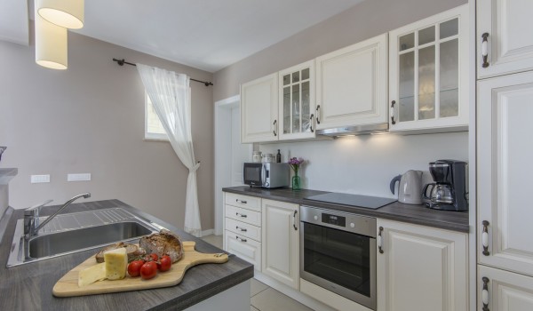 Fully-equipped kitchen in luxury pet-frinedly villa Stella Istriana Višnjan for vacation and rent.
