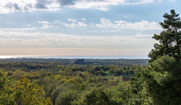 Sea view from terrace of  luxury pet-friendly villa Stella Istriana in Višnjan for vacation and rent.
