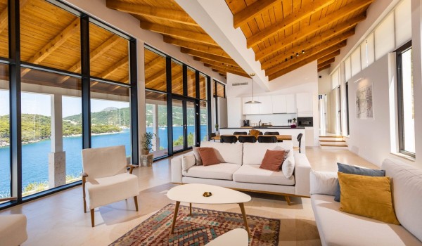 Spacious living room of Croatian luxury villa Crystal Palace Dubrovnik with private pool aand parking.