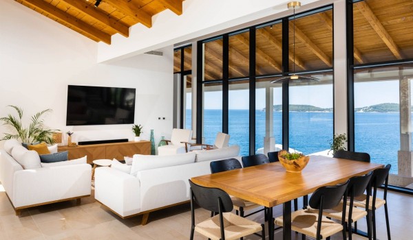 Spacious living room of Croatian luxury villa Crystal Palace Dubrovnik with private pool aand parking.