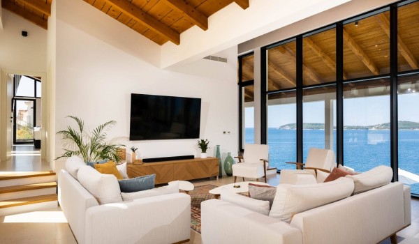 Spacious living room of Croatian luxury villa Crystal Palace Dubrovnik with private pool aand parking.