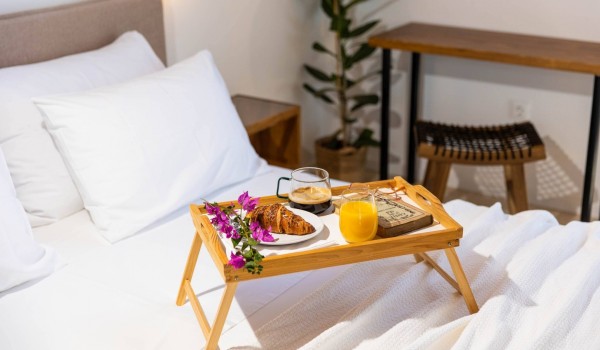 Tasty breakfast served in Dubrovnik luxury vacation villa Crystal Palace by the sea.