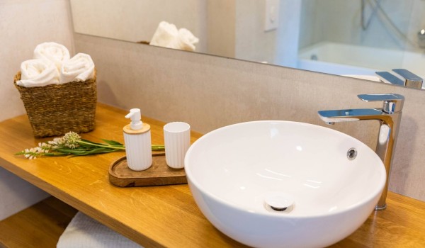 Modern bathroom with bathtub in Dubrovnik luxury villa Crystal Palace with total privacy.