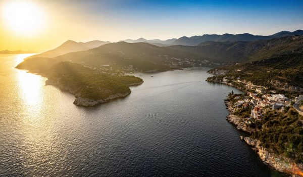 Beautiful view from luxury Dalmatian villa Crystal Palace in Dubrovnik for vacation with friends.