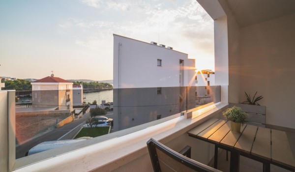 Seating area on a private terrace of a Croatia luxury family villa for vacation and rent in Trogir