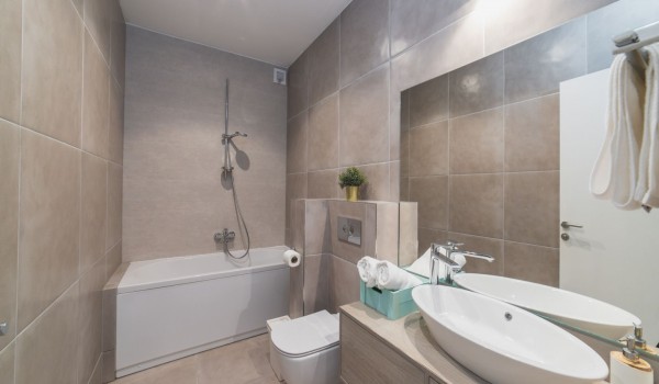 En suite bathroom with bathtub in a Croatia luxury villa Trogir 3 with private parking and sea view