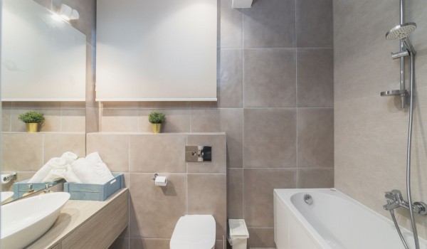 En suite bathroom with bathtub in a Croatia luxury villa Trogir 3 with private parking and sea view