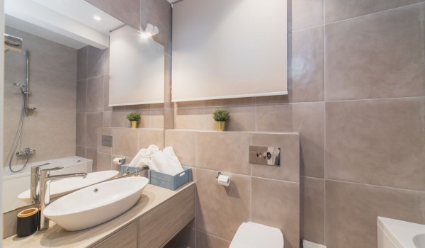 En suite bathroom with bathtub in a Croatia luxury villa Trogir 3 with private parking and sea view