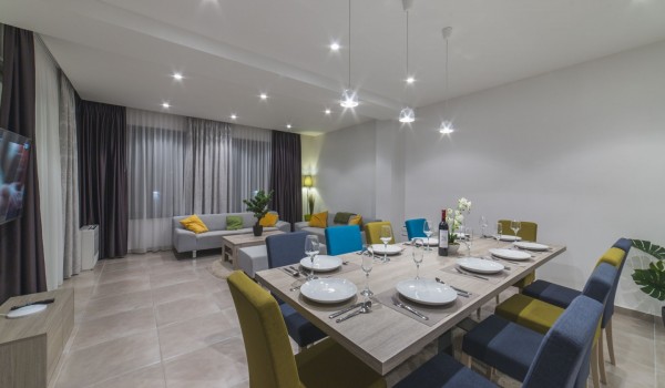 Dining table in a living room of a Croatia luxury vacation villa Trogir 3 with private pool and gym