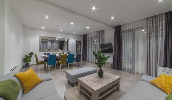 Comfortable sofas in a living room of a Croatia luxury villa Trogir 3 for vacation on Ciovo