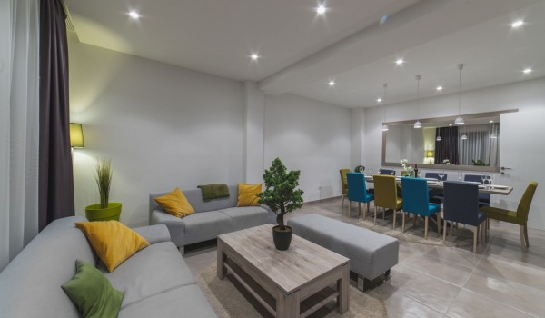 Comfortable sofas in a living room of a Croatia luxury villa Trogir 3 for vacation on Ciovo