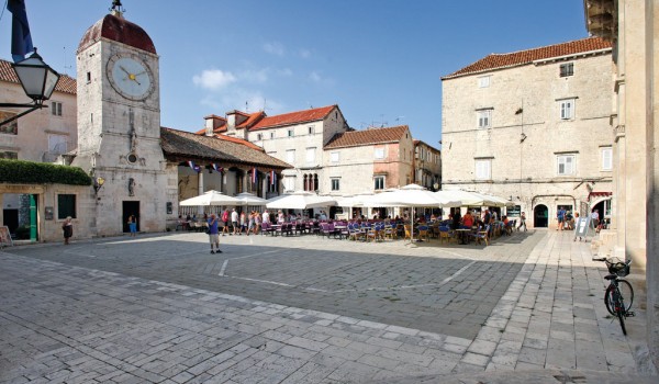 Historical landmark in Trogir close to Croatia luxury vacation villa Trogir 3 with private pool and parking