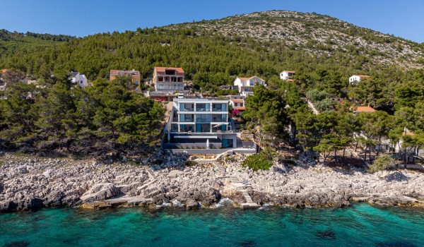 Sea view of Croatia luxury holiday villa Miracul with a swimming pool, gym and private yoga classes on the island of Korcula