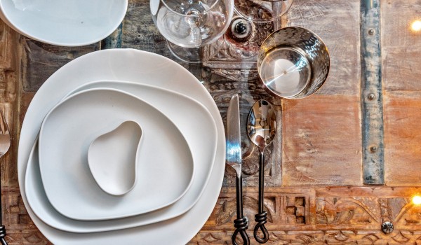 A view of the luxuriously set table in the dining area in the private luxury villa Brač