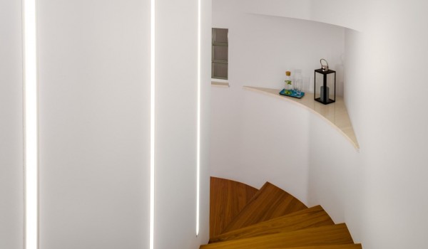 Spiral staircase of a private villa with a swimming pool for rent and vacation in Brela-Makarska Riviera