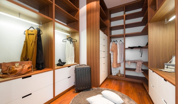 Private spacious wardrobe of luxury villa for rent and vacation Brela Pride by the sea and beach in Brela