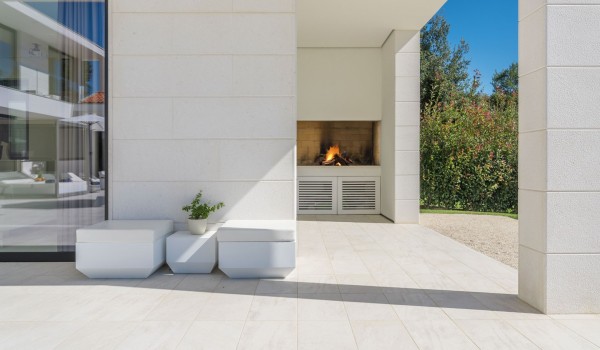 Outdoor grill on the terrace of a Croatia luxury beachfront villa with private pool and concierge service in Istria