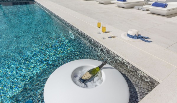 Drinks by the pool on the terrace of a Croatia luxury pet-friendly villa for vacation and rent in Istria