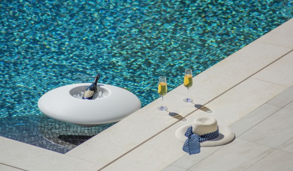 Drinks by the pool on the terrace of a Croatia luxury pet-friendly villa for vacation and rent in Istria