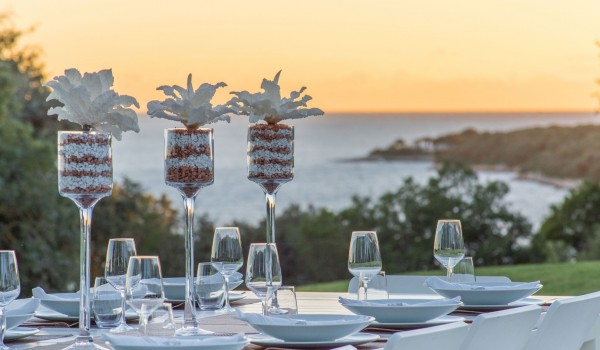 Outdoor dining table in the garden of a Croatia luxury pet-friendly villa Eden Land with total privacy in Istria