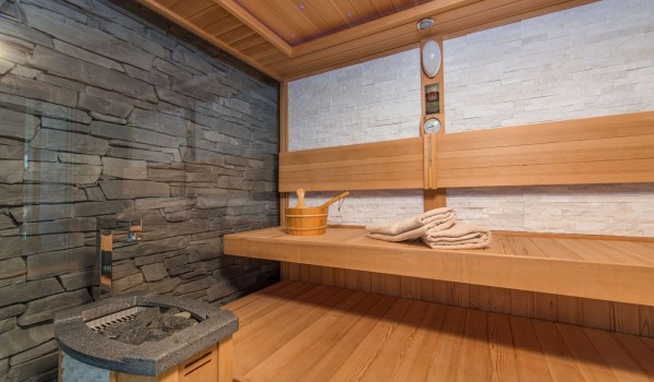 Private sauna and shower in a Croatia luxury family villa with private parking and pool by the sea in Istria