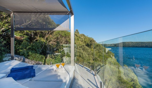 Sun bed with sea view on the terrace of a Croatia luxury pet-friendly villa for vacation and rent in Istria
