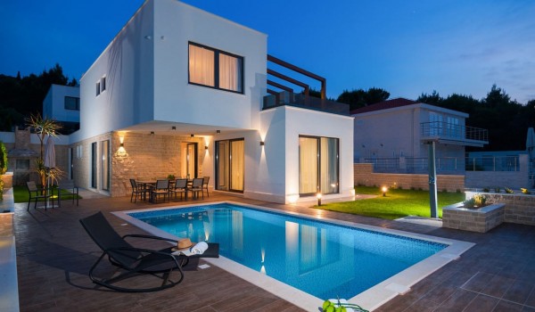 Luxury villa Trogir 1 with 2 pools at the beach
