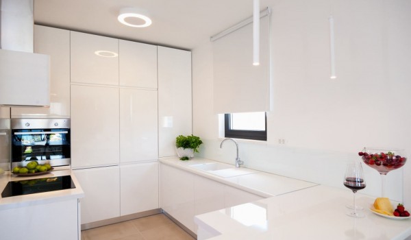 Interior of the modern kitchen on the ground floor of the Croatia luxury villa Trogir 2 for family vacation on Ciovo