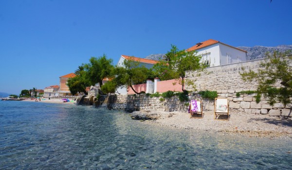Beach near the rental villa Beach House Orebic with private pool on Peljesac Croatia