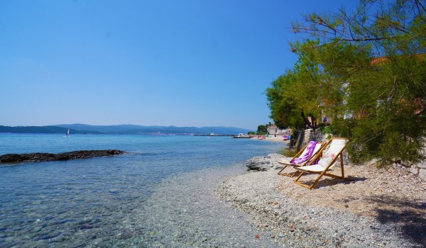 The beach next to the villa Beach House Orebic with sea view and pool on Peljesac Croatia