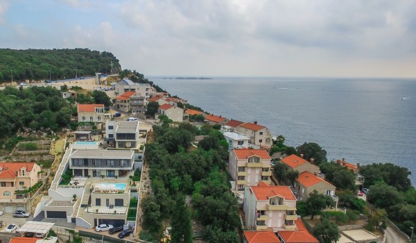 Aerial view of a luxury Dubrovnik villa Grandiosa with private pool and concierge service