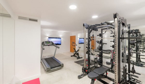 Private gym of the luxury pet-friendly villa Hvar Fantasy with the track and exercise bike for training for vacation and rent