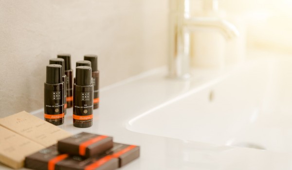 Inside of the bathroom in the family villa Hvar Fantasy with the little shower gels and soaps for vacation and rent