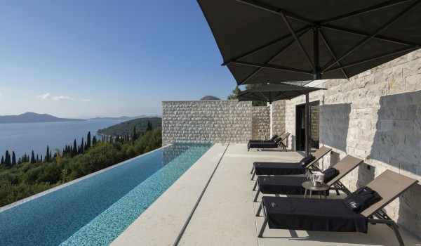 View of Croatia luxury seafront villa Elena with private pool for vacation and rent with friends and family
