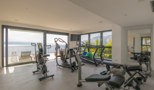 A private gym with cardio machines in a luxurious villa with a private swimming pool Glorious Brela in Brela