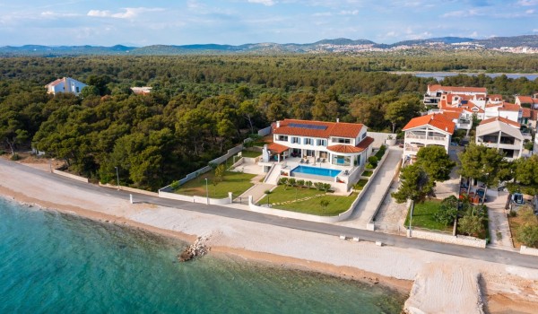 Aerial view of a Croatian luxury beachfront villa Sea Whisper with concierge service and wine cellar