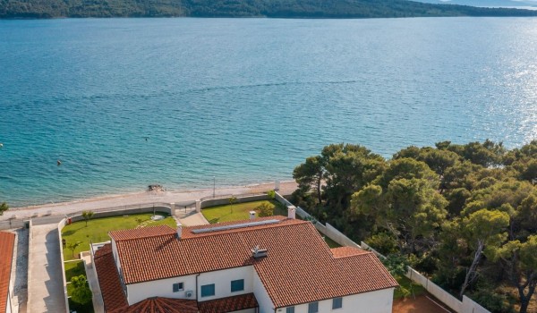 Aerial view of a Croatian luxury beachfront villa Sea Whisper with concierge service and wine cellar