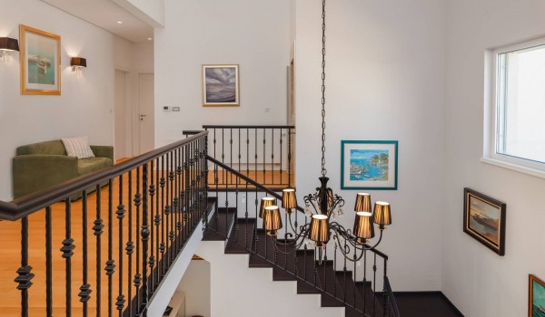 Staircase to the second floor of the luxury vacation villa with jacuzzi, gym and sauna in Sibenik