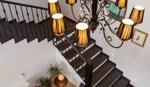 Staircase to the second floor of the luxury vacation villa with jacuzzi, gym and sauna in Sibenik