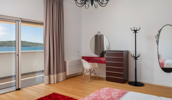 Make up station in a bedroom of the Beachfront holiday villa with indoor heated pool and jacuzzi